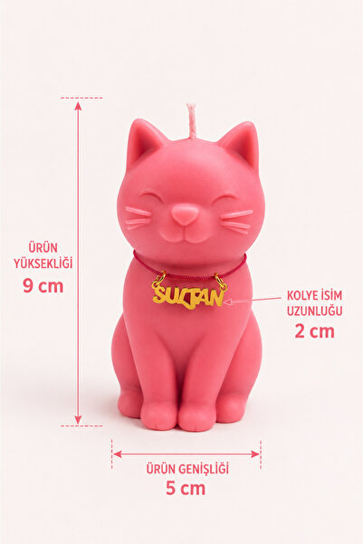 umay aura Kişiselleştirilebilir Yazılı Şans Kedisi Mum - Dekoratif Hediyelik ...