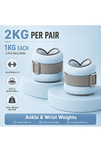 LAYAN Adjustable 2KG Fitness Weights in Blue, Wearable Resistance Bands for L...