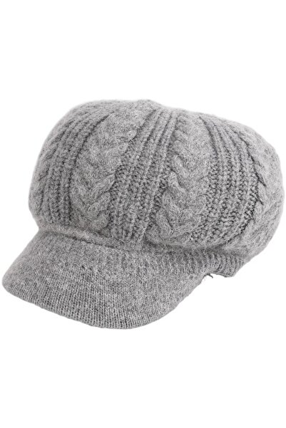 STARSTAR Women's knitted winter hat retro beret 52-60cm gray.