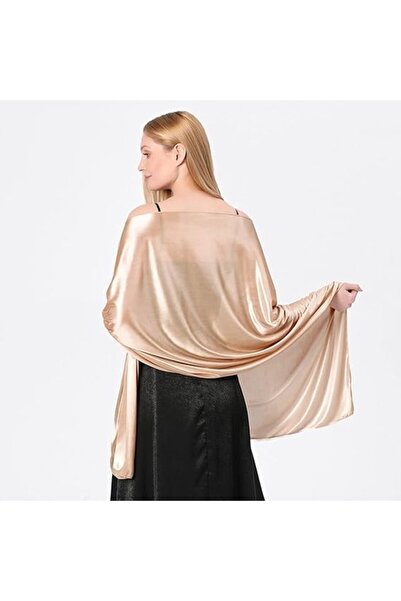 STARSTAR Women's satin shawl apricot pink 65x220cm elegant evening/party.