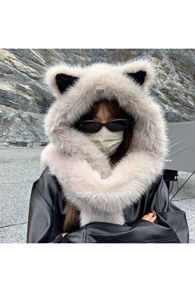 STARSTAR Women's winter hat, warm, soft, and thick, with fox ears, one-piece ...
