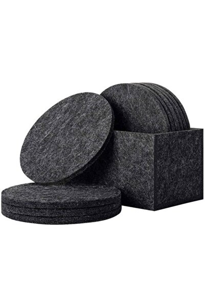 STARSTAR Round Felt Coasters - 10-Piece Premium Set with Box, Gray Glass Suit...