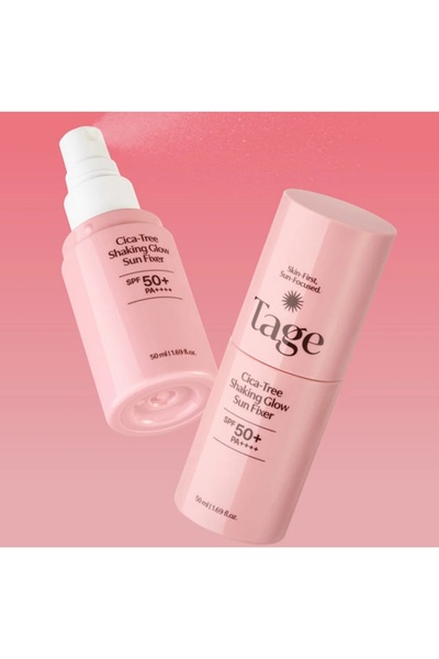 TAGE Cica-Tree Shaking Glow Sun Fixer SPF50+ PA++++ – Makeup Setting & Sunscreen Spray, 50ml