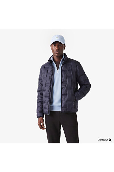 Lacoste Erkek Regular Fit Dik Yaka Kapitone Lacivert Mont