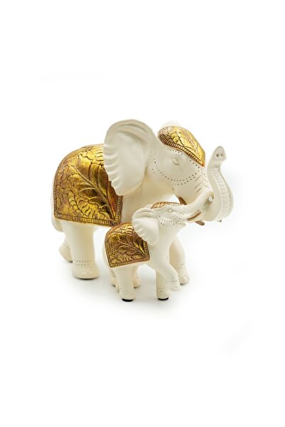 Generic Beram European Style Dual Elephant Home Décor Large and Small White a...