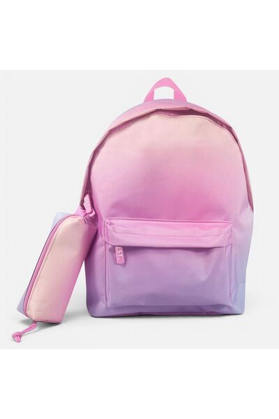 Zâna Casei Ghiozdan Roz și Lila cu Penar 31x13.5x42.5cm