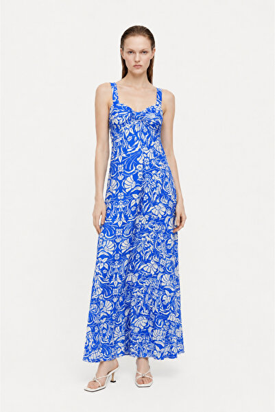 HAKKE Floral strap midi woven dress