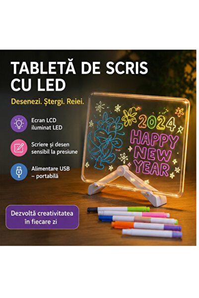 OEM Tabletă de Desenat cu LED și Markere Colorate, 20x30cm