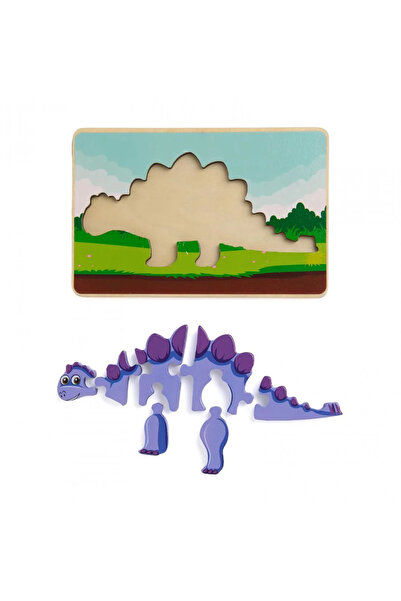 MomKi PUZZLE DIN LEMN STEGOZAUR, 8 PIESE,