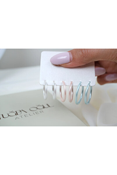 ATELİER TUĞBA Çkp6011 Pastel Color Ring Earring Set