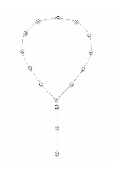 Venus Design Steel Pearl Y Necklace