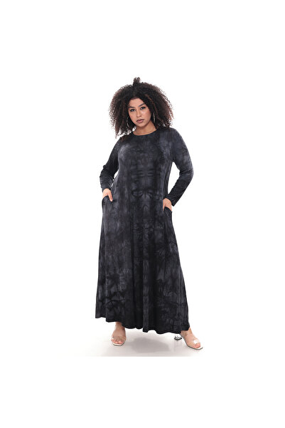 ModaMinar Women's New Season Tie-Dye Patterned Combed Cotton Dress