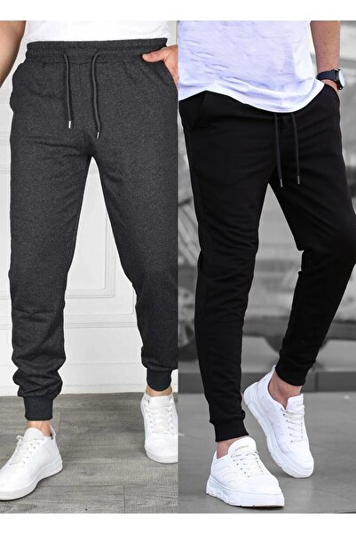 TORUK MAKTO Set of 2 Unisex Ribbed Leg Sweatpants Jogger Comfortable Fit Dail...