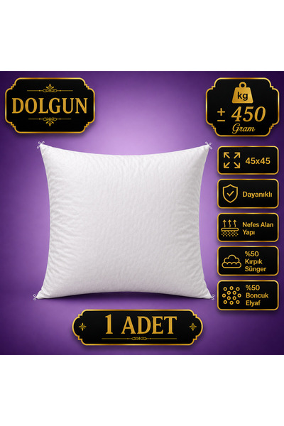 1 Adet 45x45 cm Kırpık Sünger/Boncuk Elyaf Karışımı Kırlent İçi