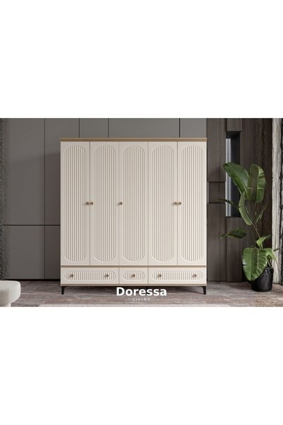 Doressa Living Cast Walnut 5 Kapılı Gardırop
