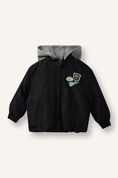 DeFacto Hooded Bomber Coat with Arma Detail for Baby Boy H0204A526Au