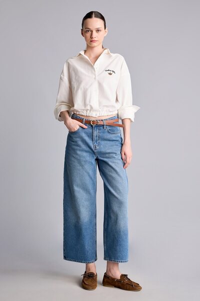 DeFacto Geniş Paça Culotte Yüksek Bel Kemerli Jean Pantolon H6910AX26AU