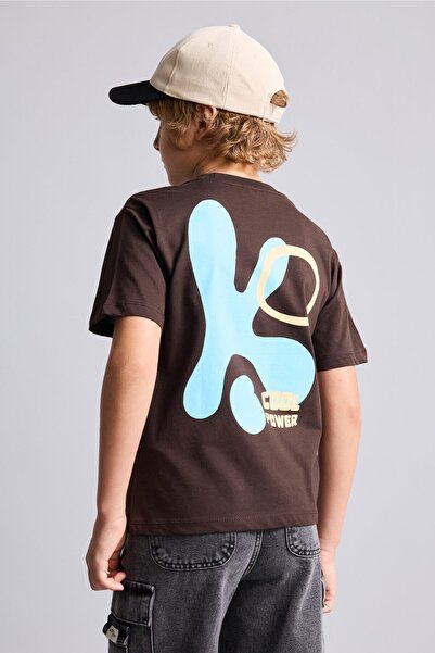 DeFacto Overshirt Fit Crew Neck Back Printed Short Sleeve T-Shirt Boys I6736A...