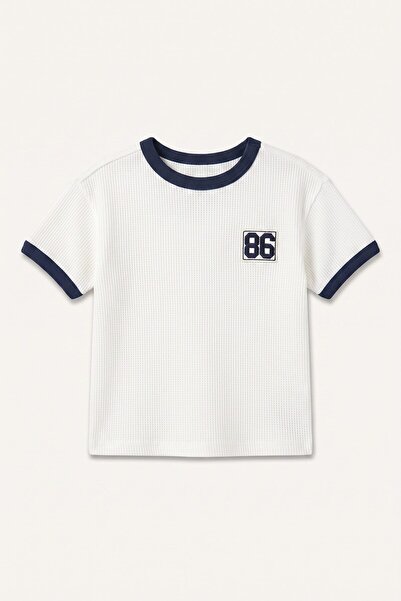 DeFacto 100% Cotton Oversize Ribbed Contrast Trim Short Sleeve T-Shirt for Ba...