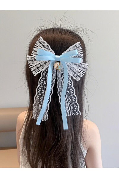 Take Two By Styli Girls Blue Seashell and Star Charm Bow Hair Clip