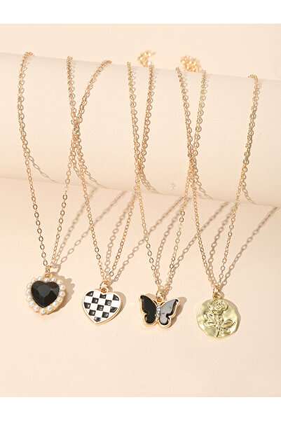 Take Two By Styli Set of 4 - Heart and Butterfly Necklace