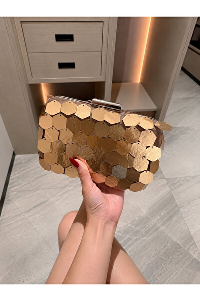 İzmitkumaş Kadın Gold Pul Payetli Abiye Çanta