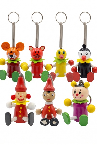 Bounty Set de 7 brelocuri din lemn cu figurine mixte și arc de tracțiune