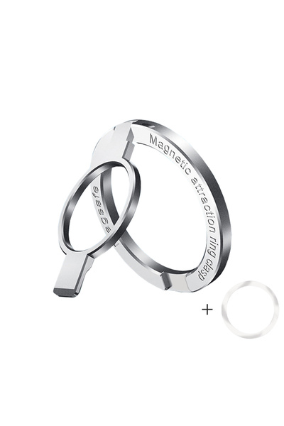 choice2 Silver 2 Sections Shimmering Powder Magnetic Ring Phone Holder 360° R...