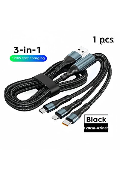 Choice 1.2m 120cm 3 in 1 3 in 1 6A 120W USB Type C Cable Fast Charge Phone Ch...