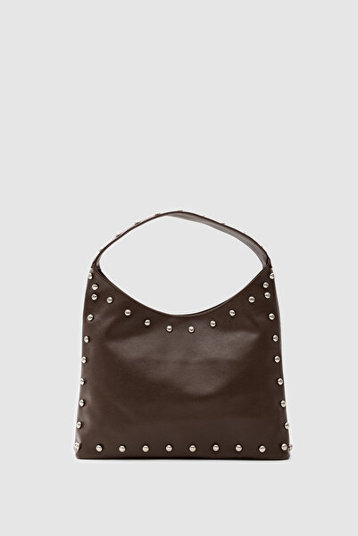 Lavora Bags Claren Women's Studded Detailed Casual Shoulder Bag Brown