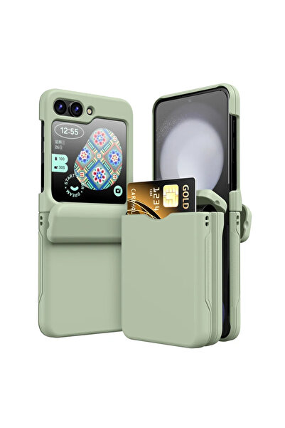 Choice11 For Samsung Galaxy Z Flip6 Green With Card Holder Protective Phone C...