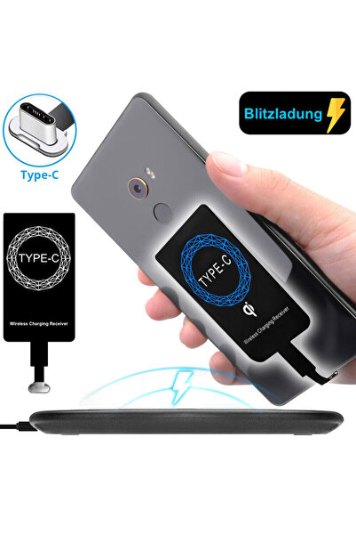 Choice Black Universal Android Qi Wireless Charging Receiver Type C Induction...