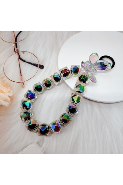 Choice colored Butterfly Diamond Pattern Phone Chain Beaded Handbag Strap, Wr...