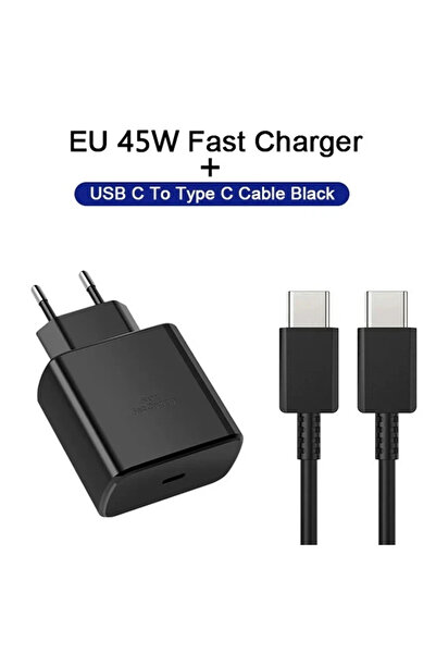 Choice EU 1set black 45W PD Super Fast Charger for for S24 Ultra S23 S22 S21 ...