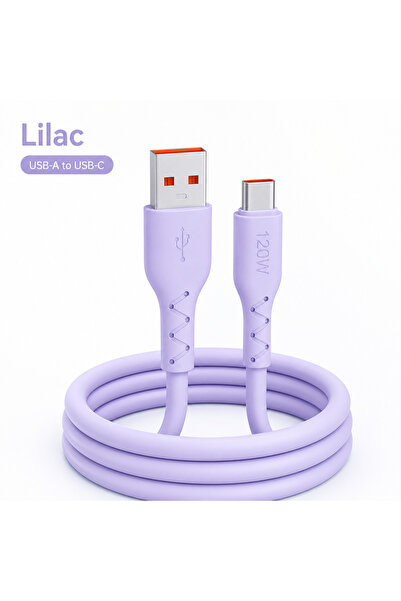 Choice7 2m PURPLE 120W Super Fast Charging Cable Type-C for Android Silicone ...