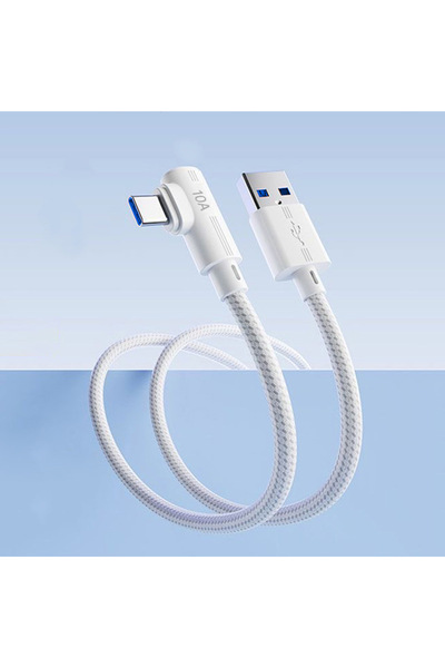 Choice9 1.5m White 240W Super Flash Charging Data Cable USB To Type C 90° Elb...
