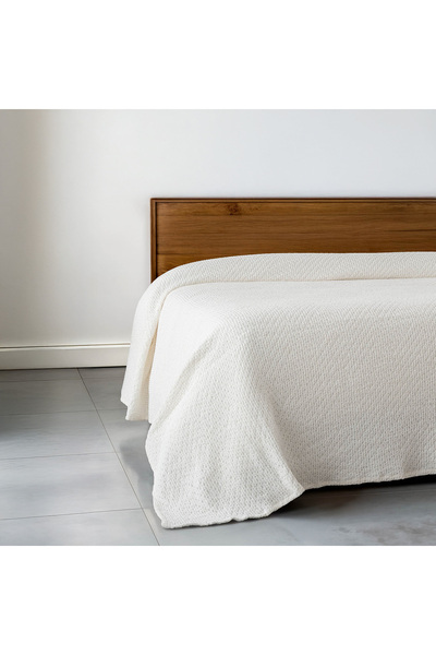 Green Black Lara Prestige Series Single Bedspread Pique 180X240 Cream, Oeko T...
