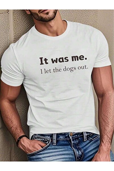 kai22 Humorous Dog Lover Tee, Green Graphic T-Shirt, Casual Crew Neck Top, Gi...