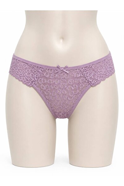 Softwearr Women's Purple Lace Panties Transparent Floral Pattern Stylish Unde...