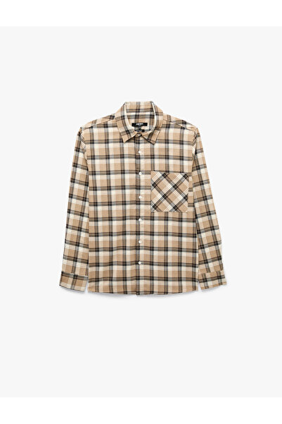 Koton Regular Fit Pocket Detailed Long Sleeve Classic Collar Buttoned Plaid S...