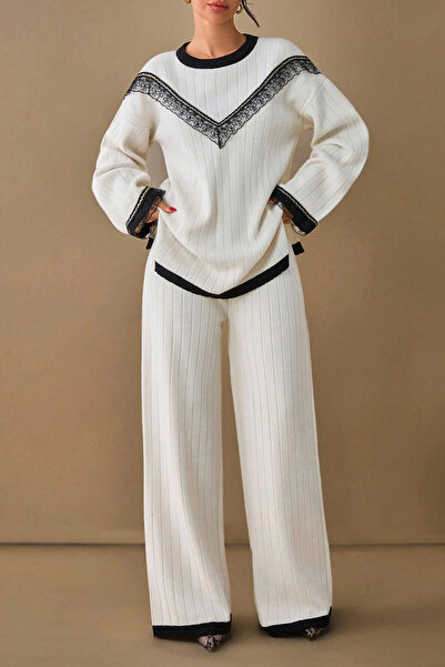 H&E LUXURY DESIGN Women's Knitwear 2-Piece Set – Stylish Knitted Set with Lac...