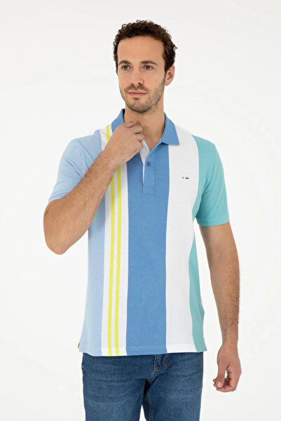 U.S. Polo Assn. يو اس بولو تي شيرت رياضي عادي للرجال باللون الأزرق DMLS
