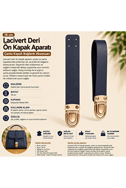 Kanguroom Navy Blue Leather Bag Handle – Bag Strap with Gold Locking Device 1...