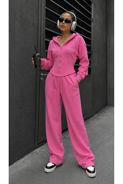 peri tower Women's Sporty Stylish Zippered Three-Thread Non-Printed Fabric To...