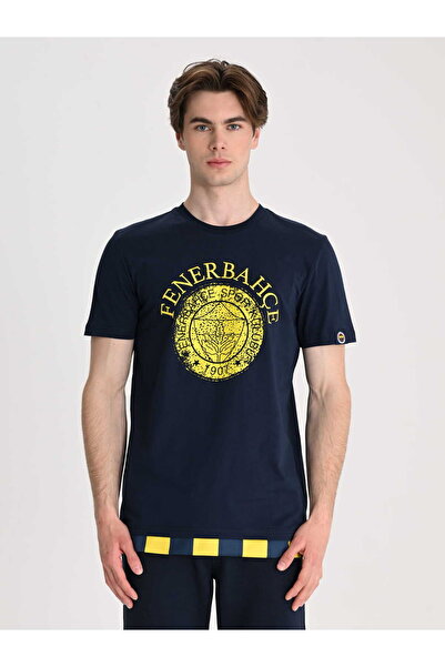 Fenerbahçe Lacivert Tribün Tek Renk Logolu Erkek Tshirt