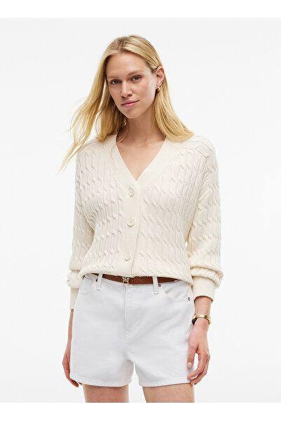 Tommy Hilfiger Ekru Kadın Kazak WW0WW50078Z00