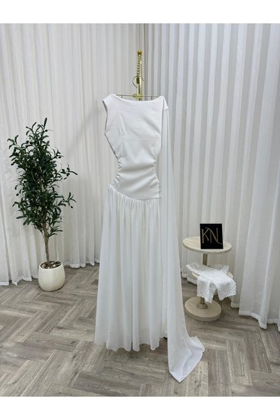 qitat mas White Evening Dress Royal Design