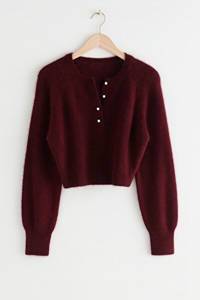 NATUFIAN STORE Women's Soft Textured Pearl Button Basic Knitwear Sweater