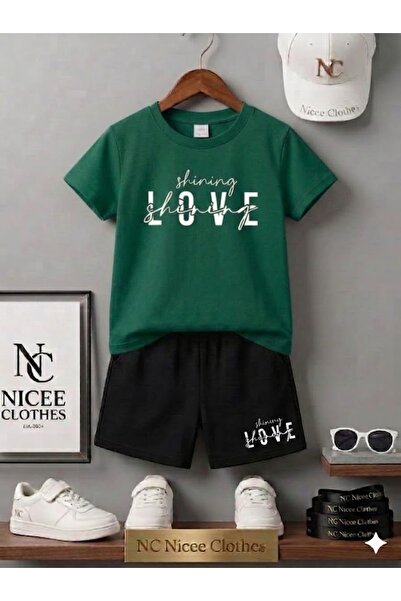 Leto Lykia Summer Children's T-Shirt Shorts Unisex (White Love Printed)