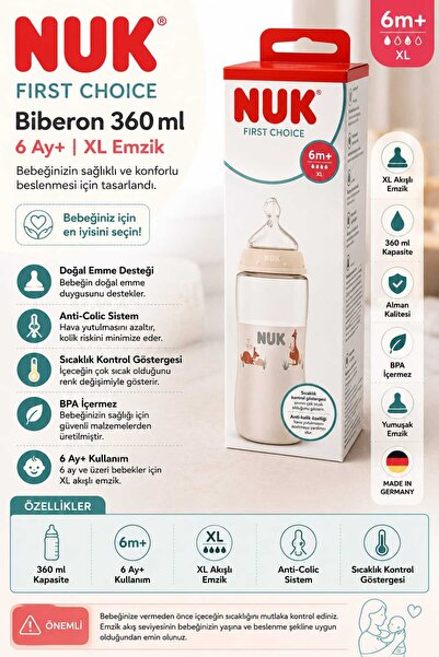Nuk First Choice Biberon 360 ml – 6 Ay+ XL Emzik
